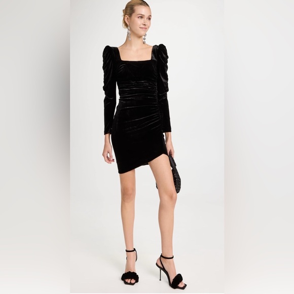 NWT Veronica Beard Toki Ruched Crushed Velvet Mini Black Dress Holiday Witchy - Picture 4 of 16